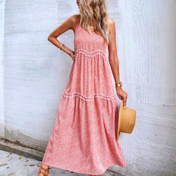 Dresses & Skirts - 🎀Boho Dusty Pink Print Cami Dress🎀